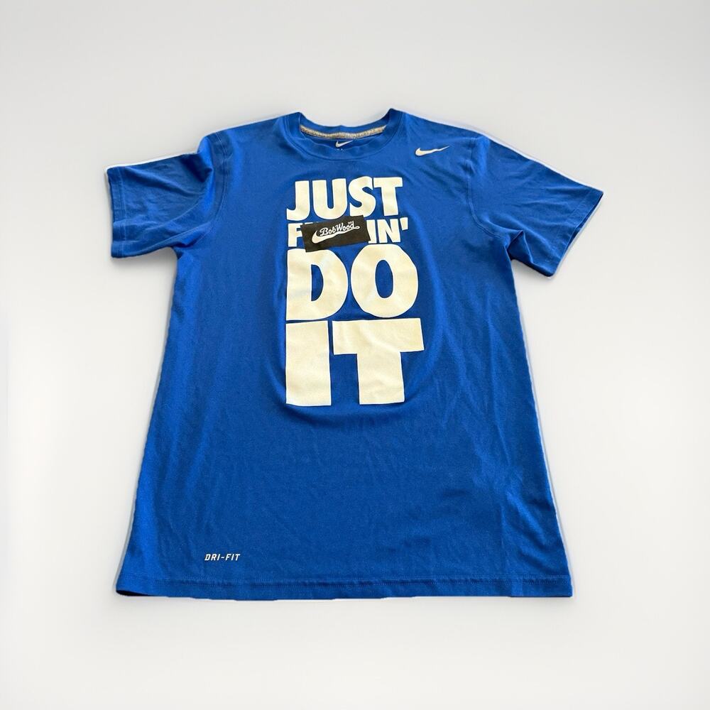 Nike Mens Blue Bob Wood 80 Just Do It Short Sleeve T-Shirt Size S 371642-493